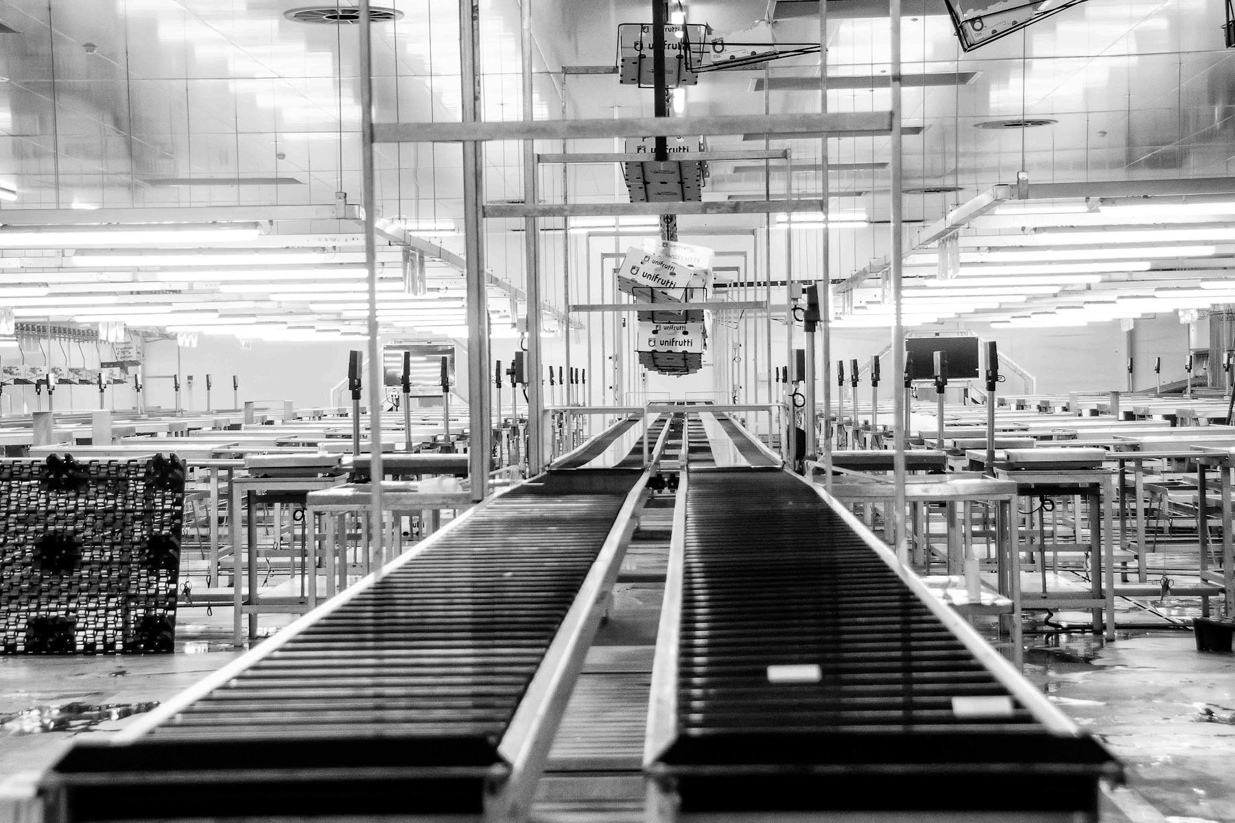 Industrial conveyor line and factory operations